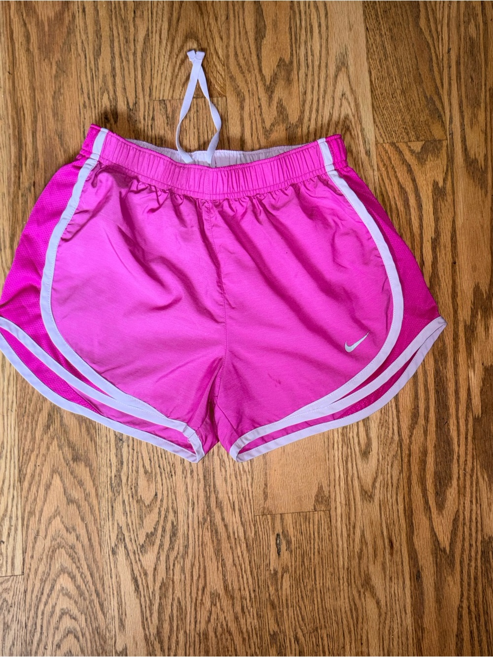 Nike Hot Pink Women's Athletic Running Shorts with White Trim